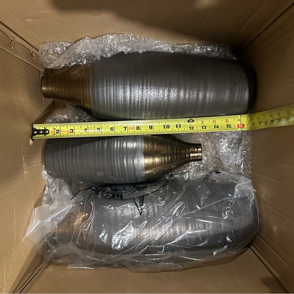 Metallic Gray and Gold Vases Set - Picture 2 of 2